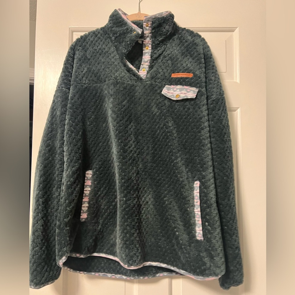 Simply Southern Dark Gray Fleece with Patterned Accents